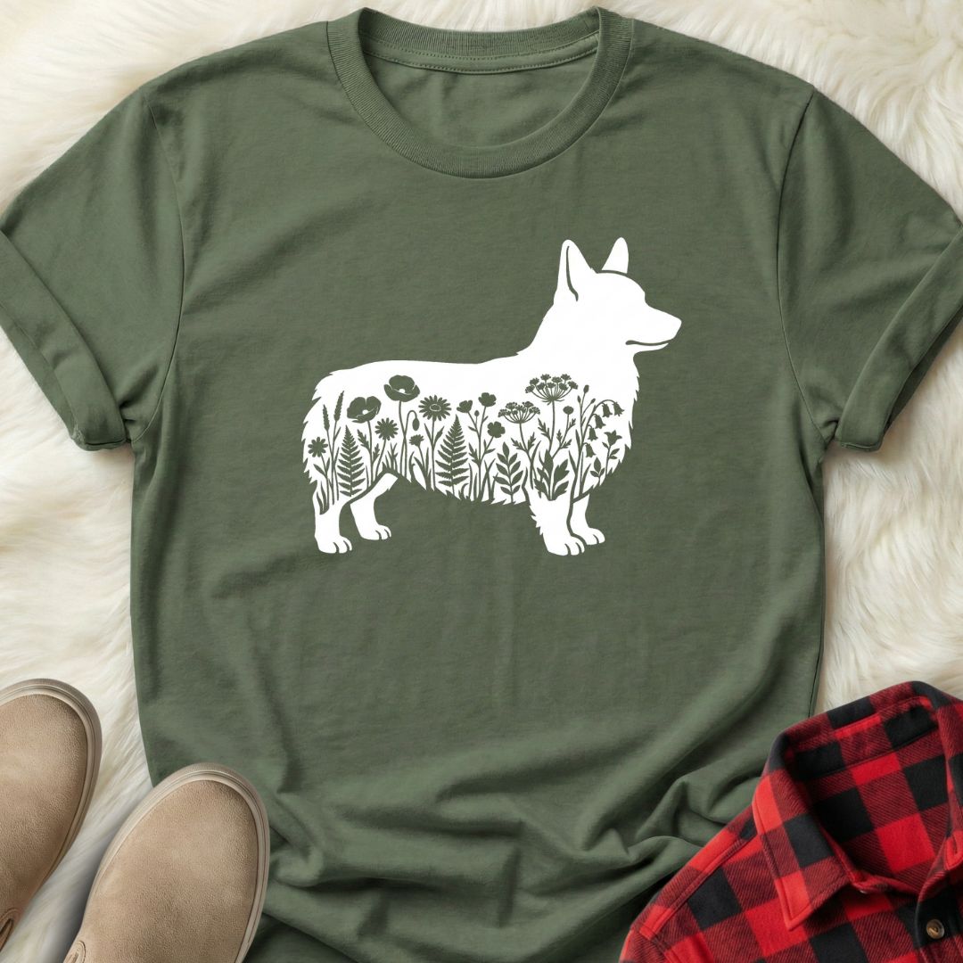 Floral Corgi T-Shirt